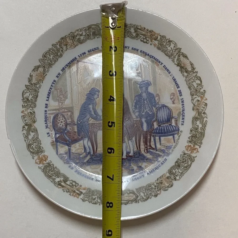 Limoges Porcelain Plate with Blue and White Design